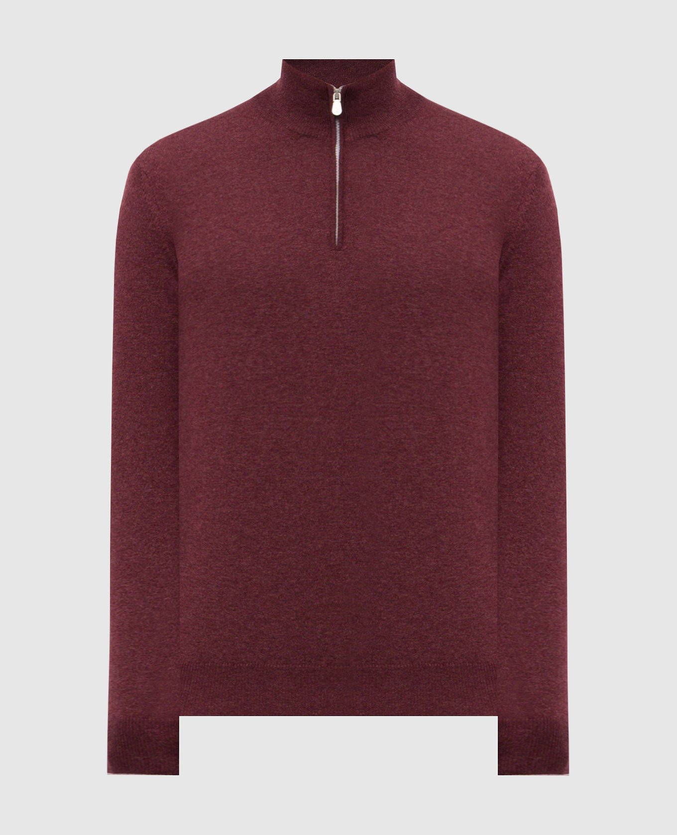 Burgundy cashmere zip-up jumper Brunello Cucinelli
