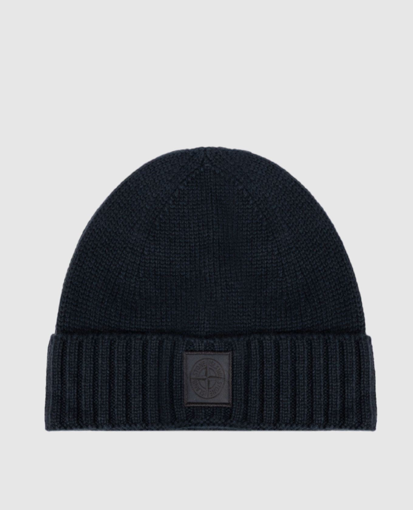 

Blue cashmere hat with emblem Stone Island