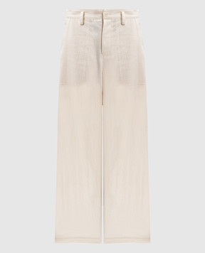 Y`S Yamamoto White pants with linen YTP03229