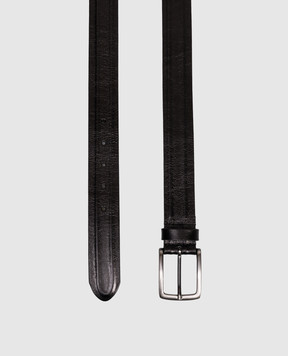 Peserico Black leather belt with textured stripes R72031C0CC648
