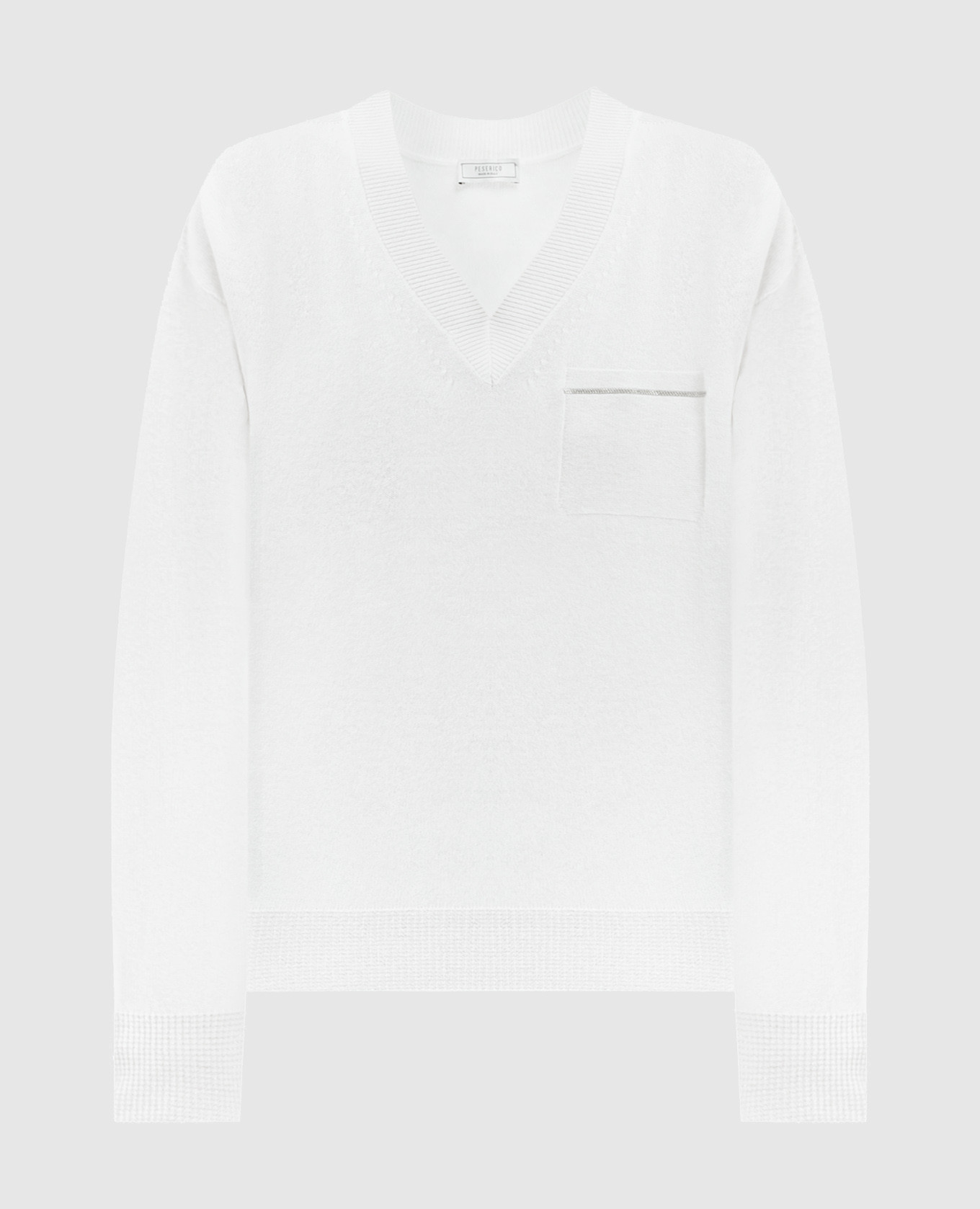 

White cashmere pullover with monil chain Peserico