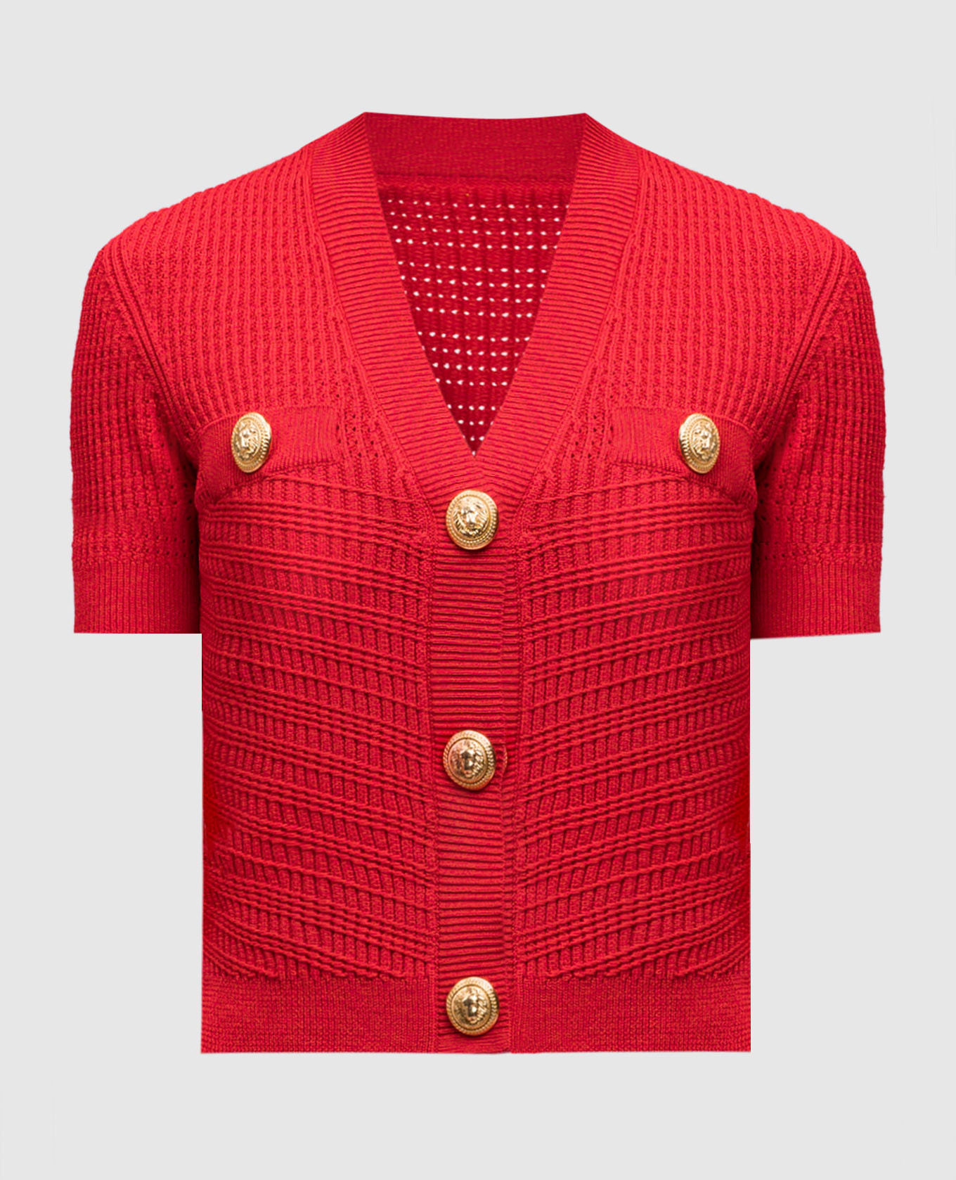 

Red patterned short-sleeved cardigan Balmain