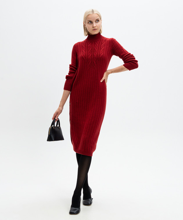 Agnona - Burgundy cashmere dress with metallic logo KR080186K050L - shop  with European delivery at Symbol