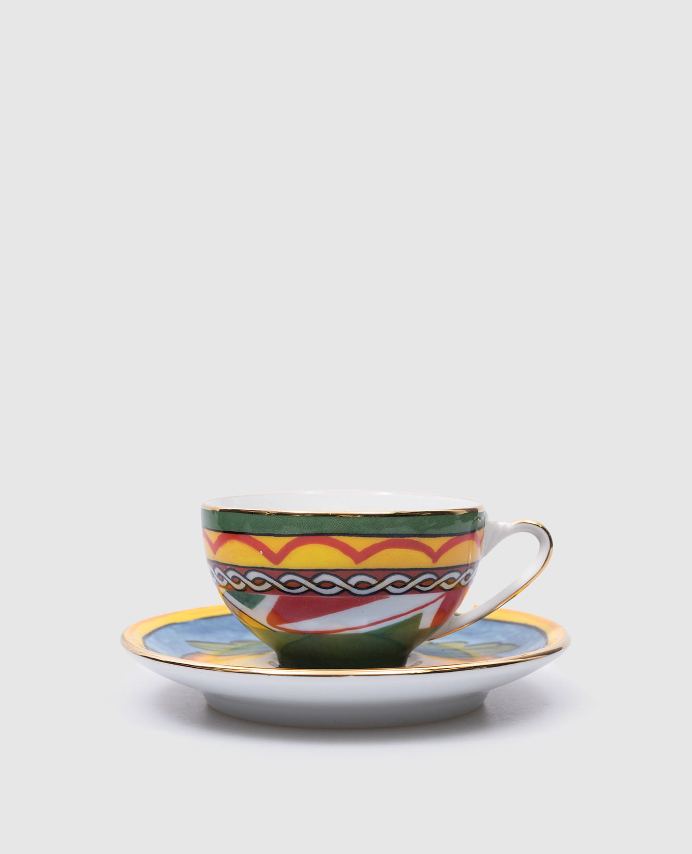 

Carretto branded printed porcelain cup and saucer set Dolce&Gabbana, White