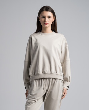 Brunello Cucinelli Beige sweatshirt with monil chain MH827EP300