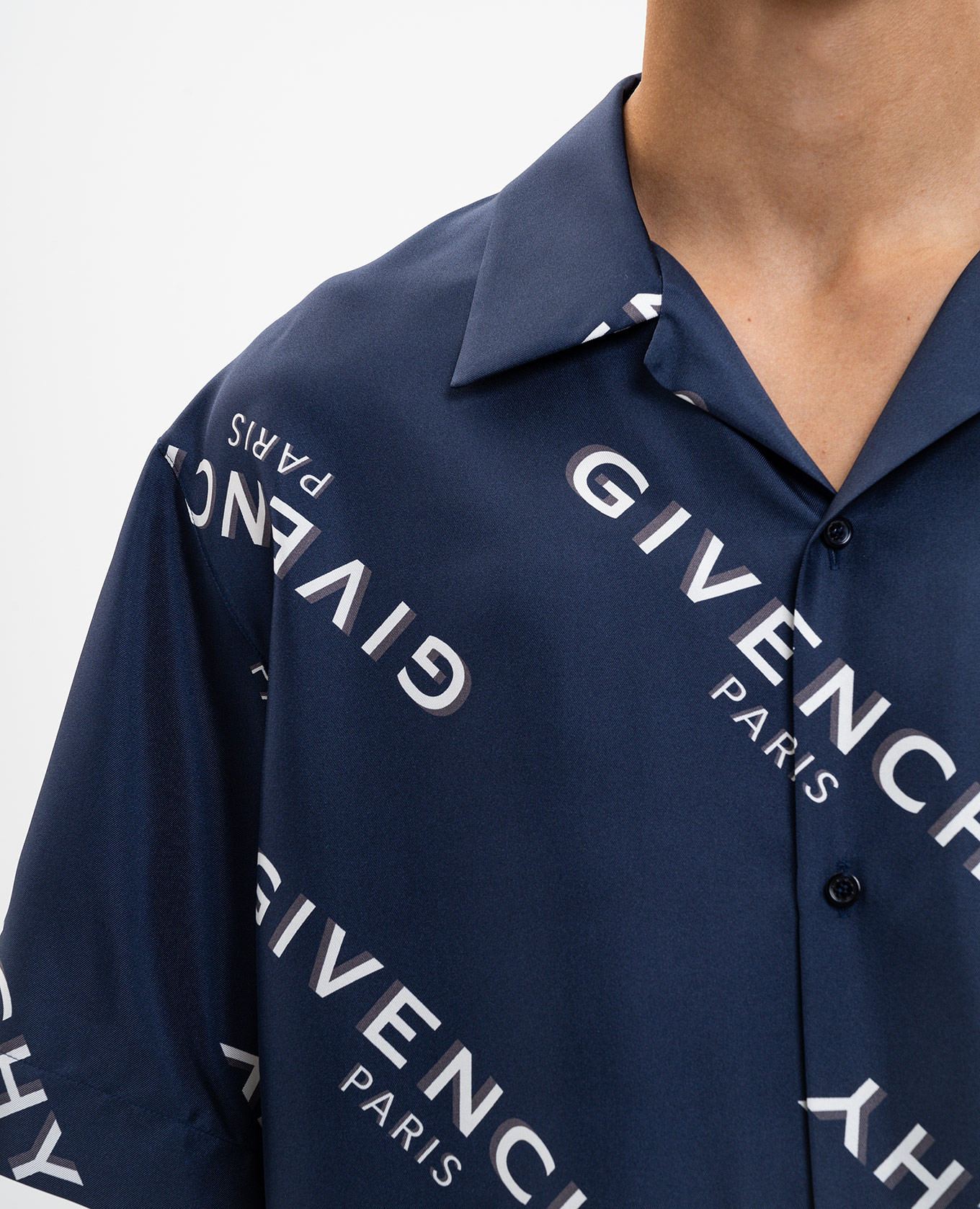 

Blue silk shirt with logo Givenchy