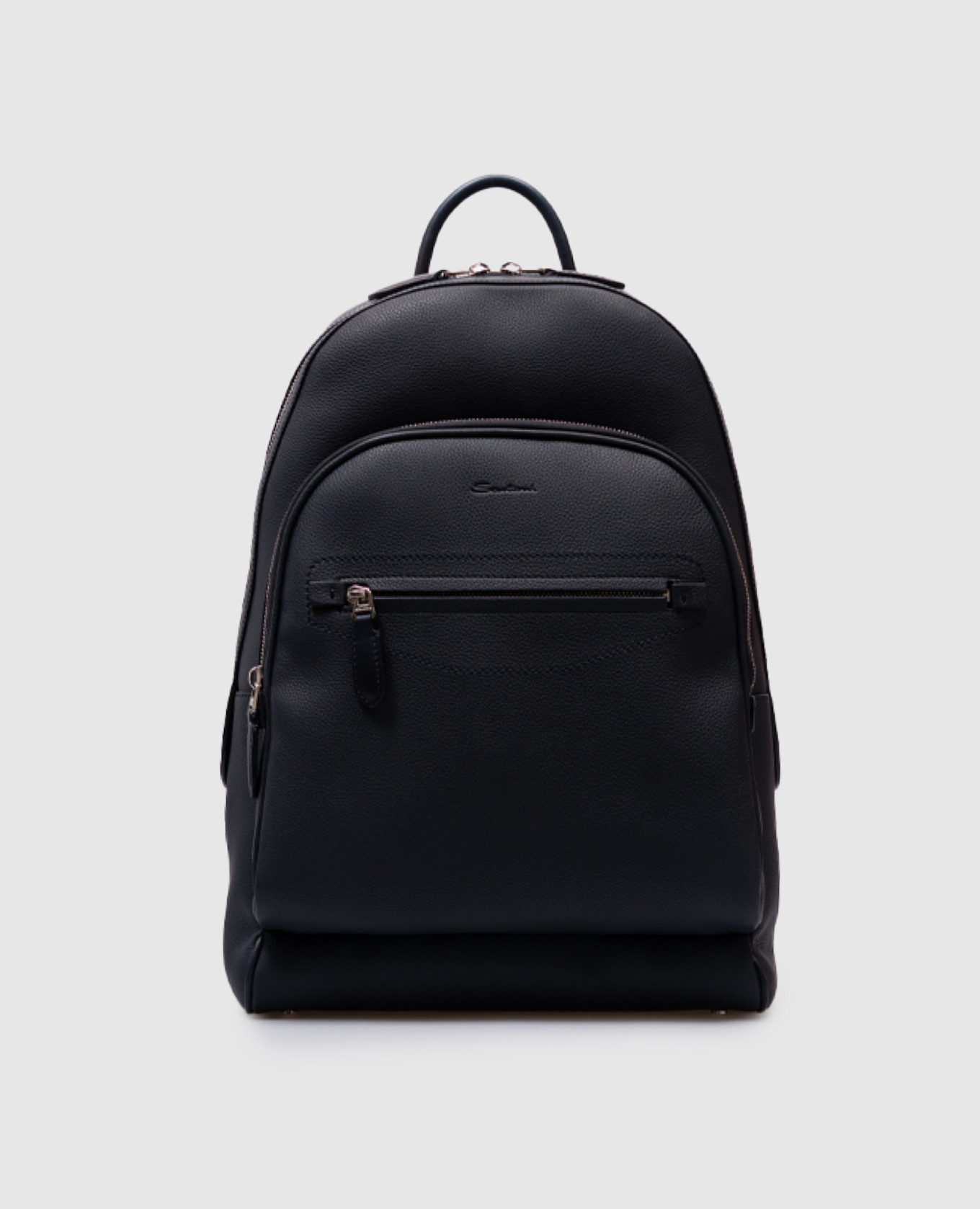 

Blue leather backpack with logo Santoni