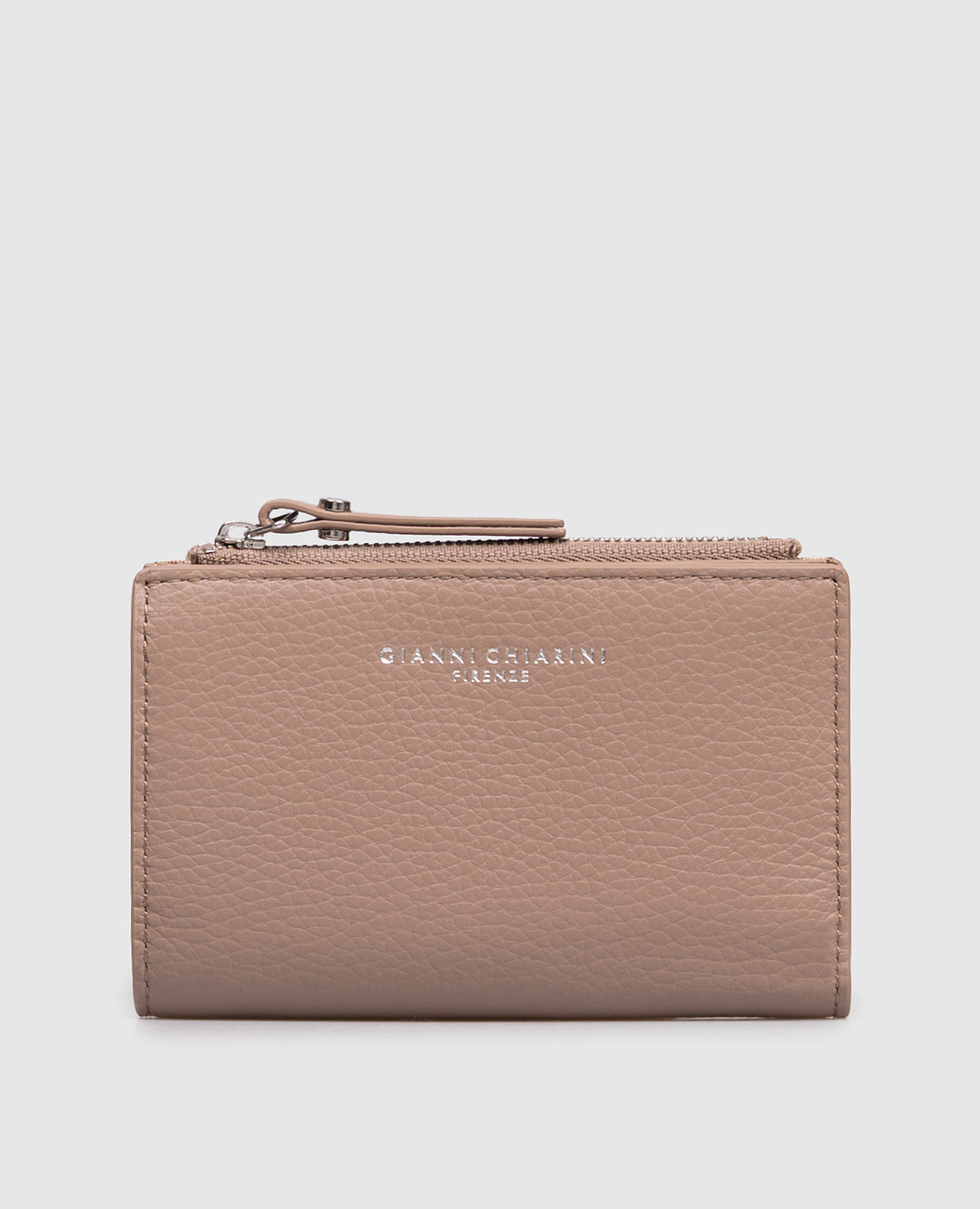 Beige leather wallet with logo print Gianni Chiarini