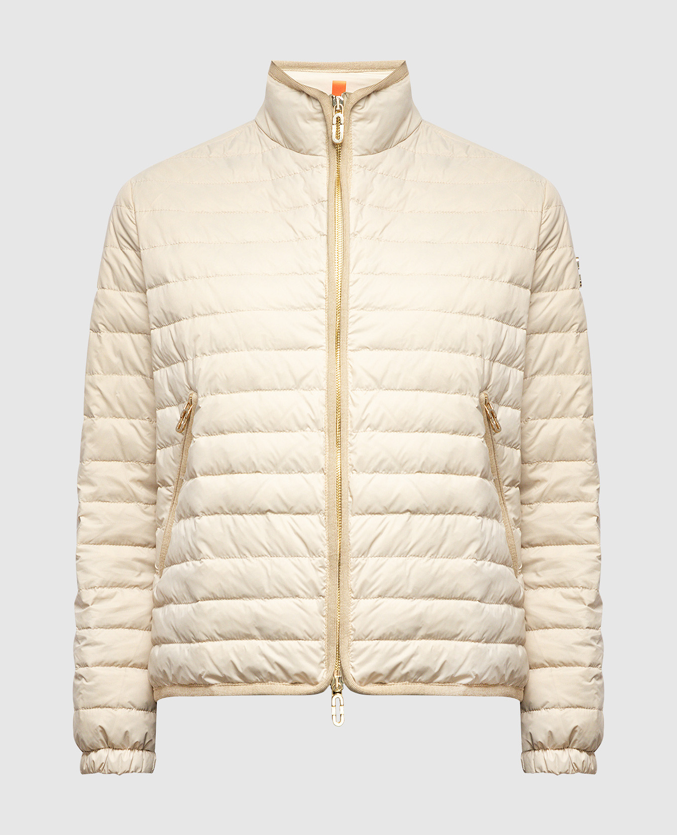 

Beige down jacket with metallic logo Stilnology, Бежевый
