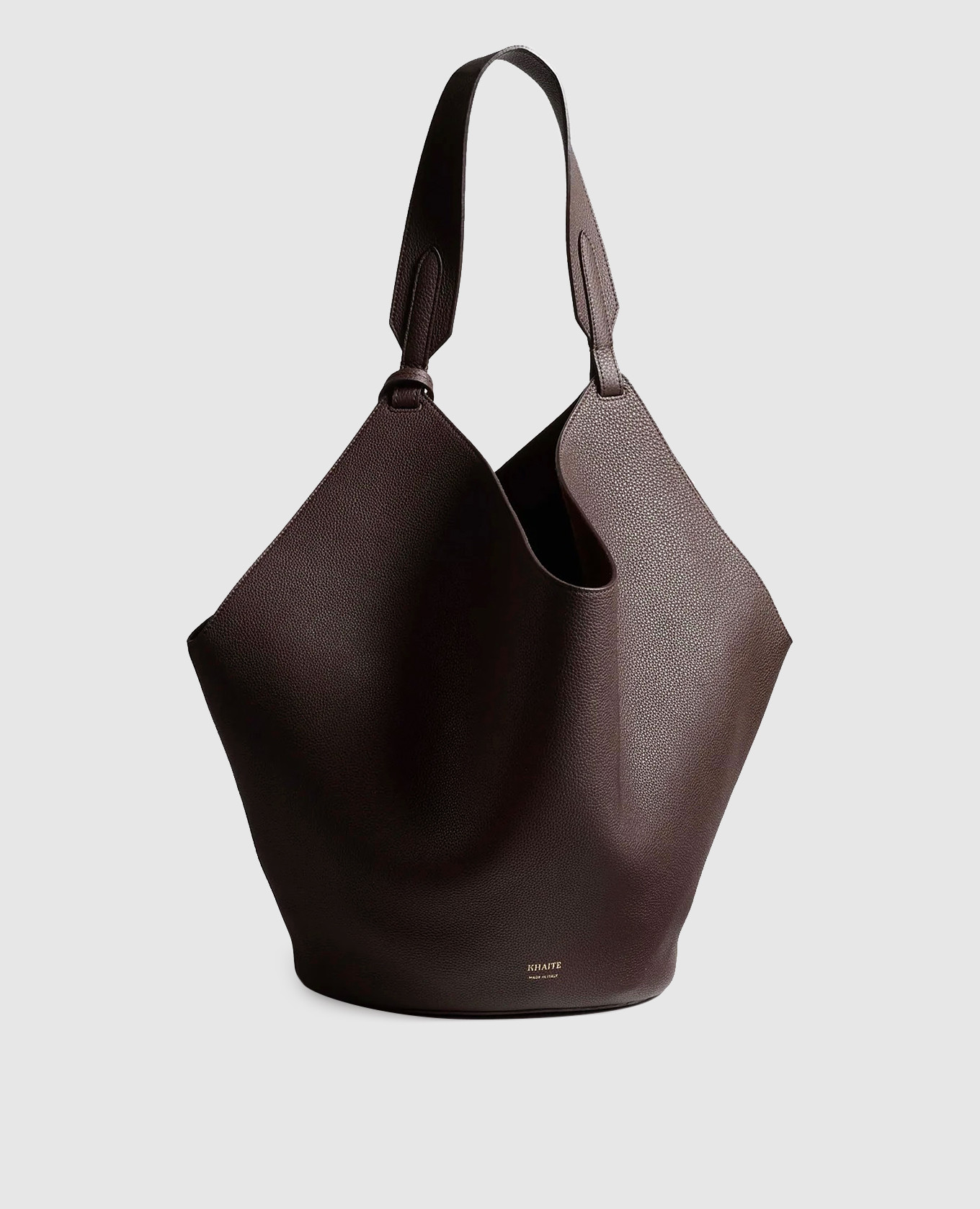 

Brown leather tote bag with logo Khaite