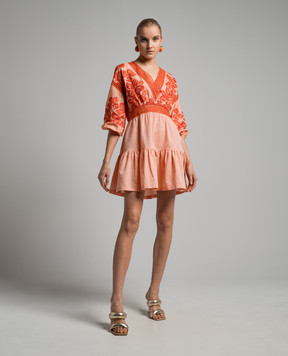 Ermanno Scervino Orange linen dress with embroidery D444Q303LZS