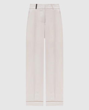Peserico Beige linen trousers with lapels P0428302606