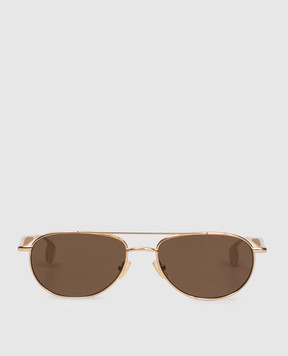 Bottega Veneta Gold Fin Aviator Sunglasses 845791V4450
