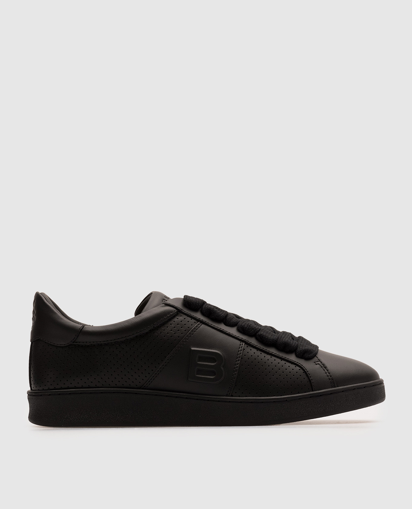 Black leather trainers with logo bally