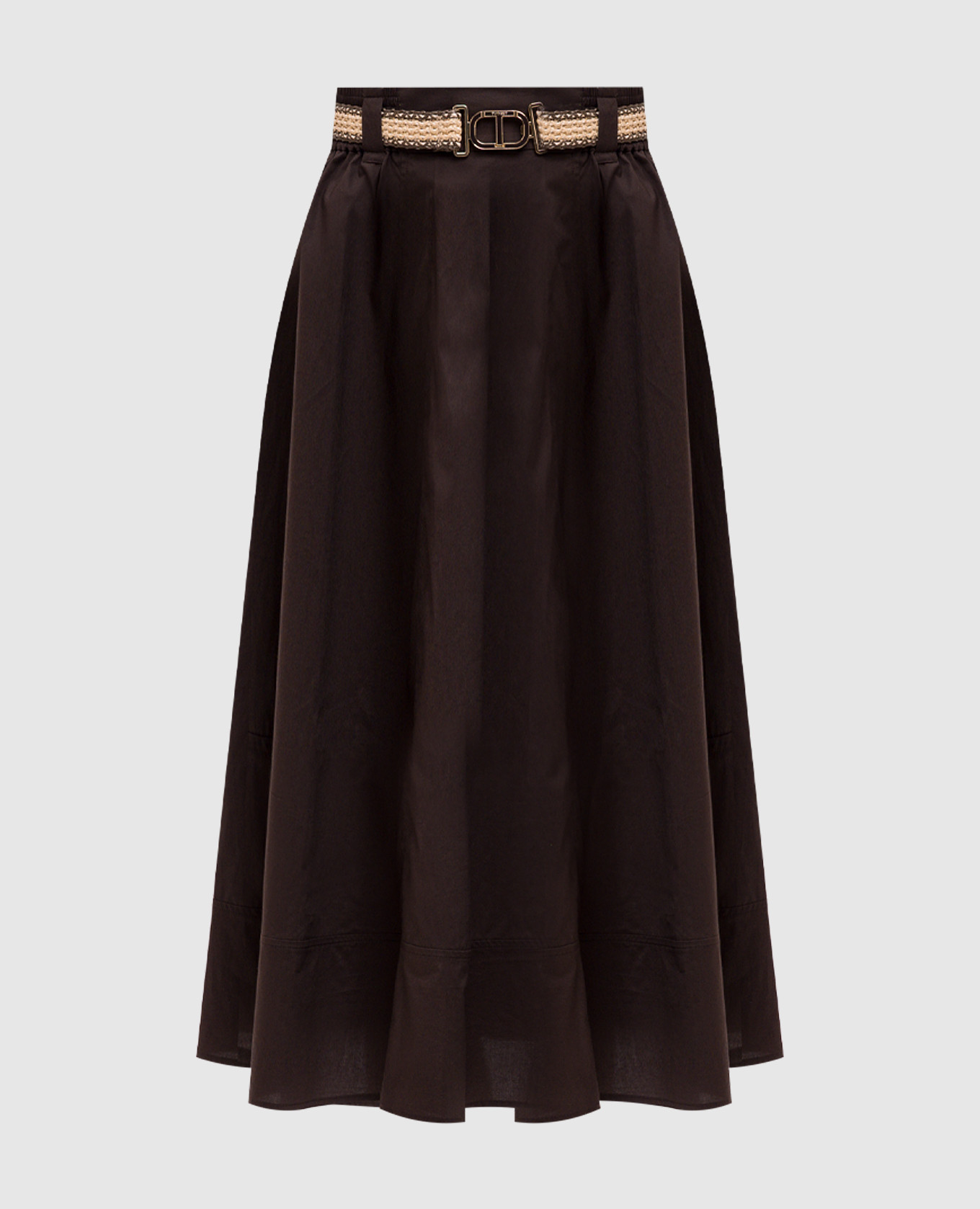 

Brown midi skirt with logo Twinset