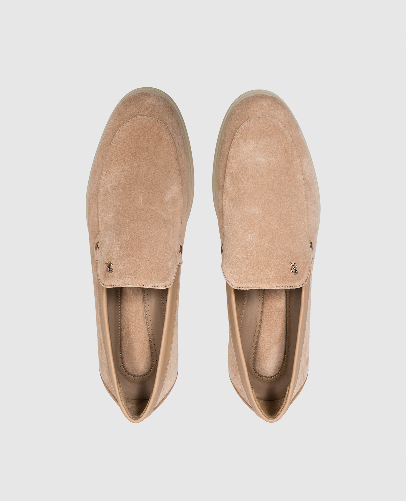 

Beige suede loafers with logo monogram Stefano Ricci