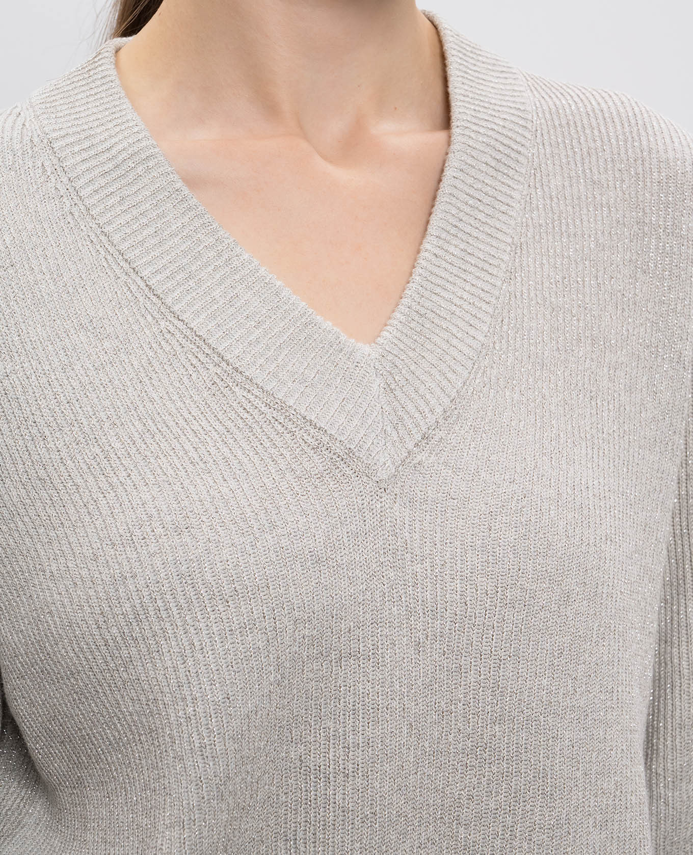 Gray pullover with lurex Brunello Cucinelli 5