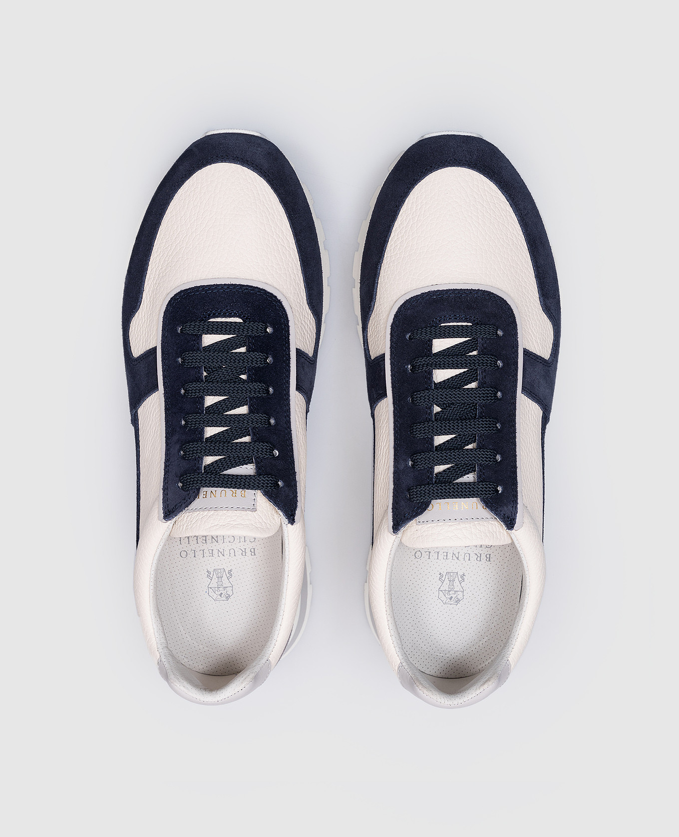 

Blue leather sneakers with logo patch Brunello Cucinelli