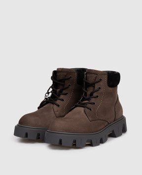 Moncler Brown Peak city nubuck boots with logo K209A4F00010M6882