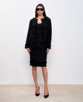 Dolce&Gabbana Black wool tweed jacket with metallic DG logo F2940TGDCLW