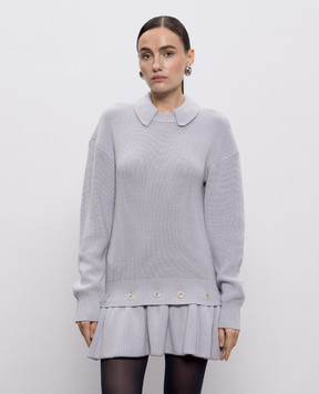 Rokh Gray wool sweater with removable peplum R3CA104