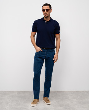 Scissor Scriptor Blue Costantino jeans with logo embroidery COSTANTINOT24938S54