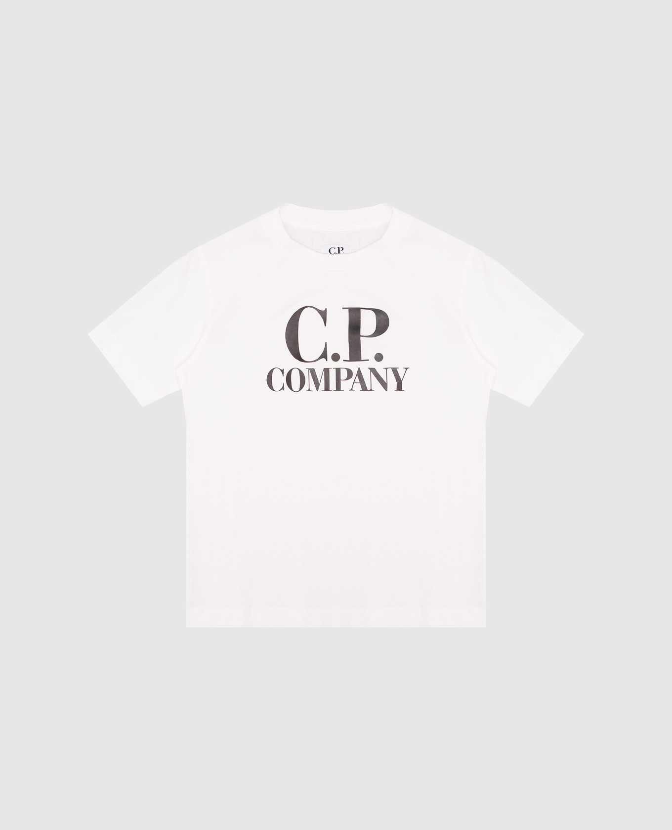 Children's white T-shirt with textured logo