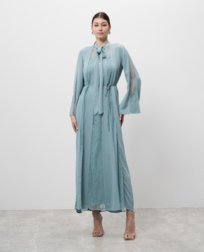 Twinset Blue maxi dress with lace 251TP2411
