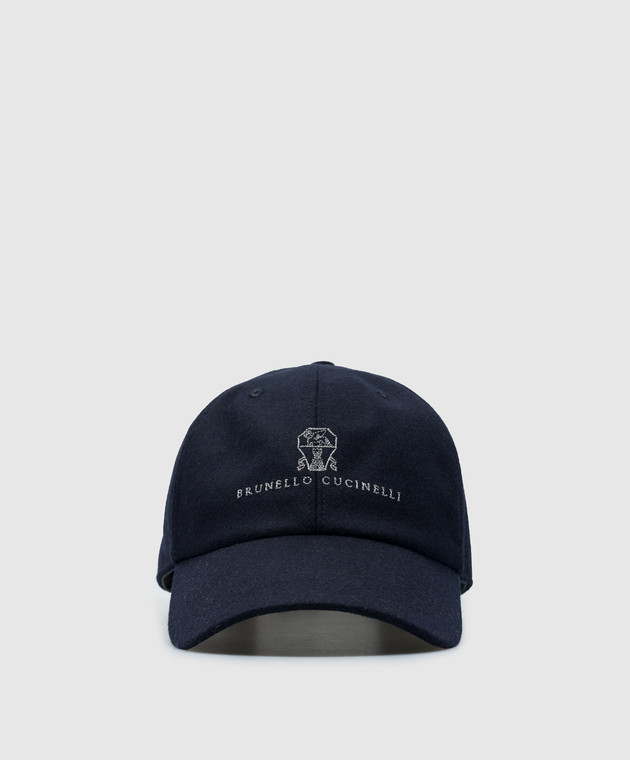 Brunello Cucinelli - Blue wool cap with logo embroidery M038P9850