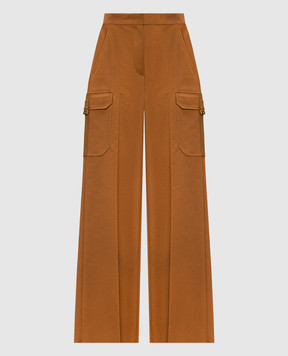 Max Mara Brown EDDA flared trousers with logo embroidery EDDA