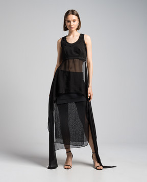 Masnada Black raw edge silk top 7662