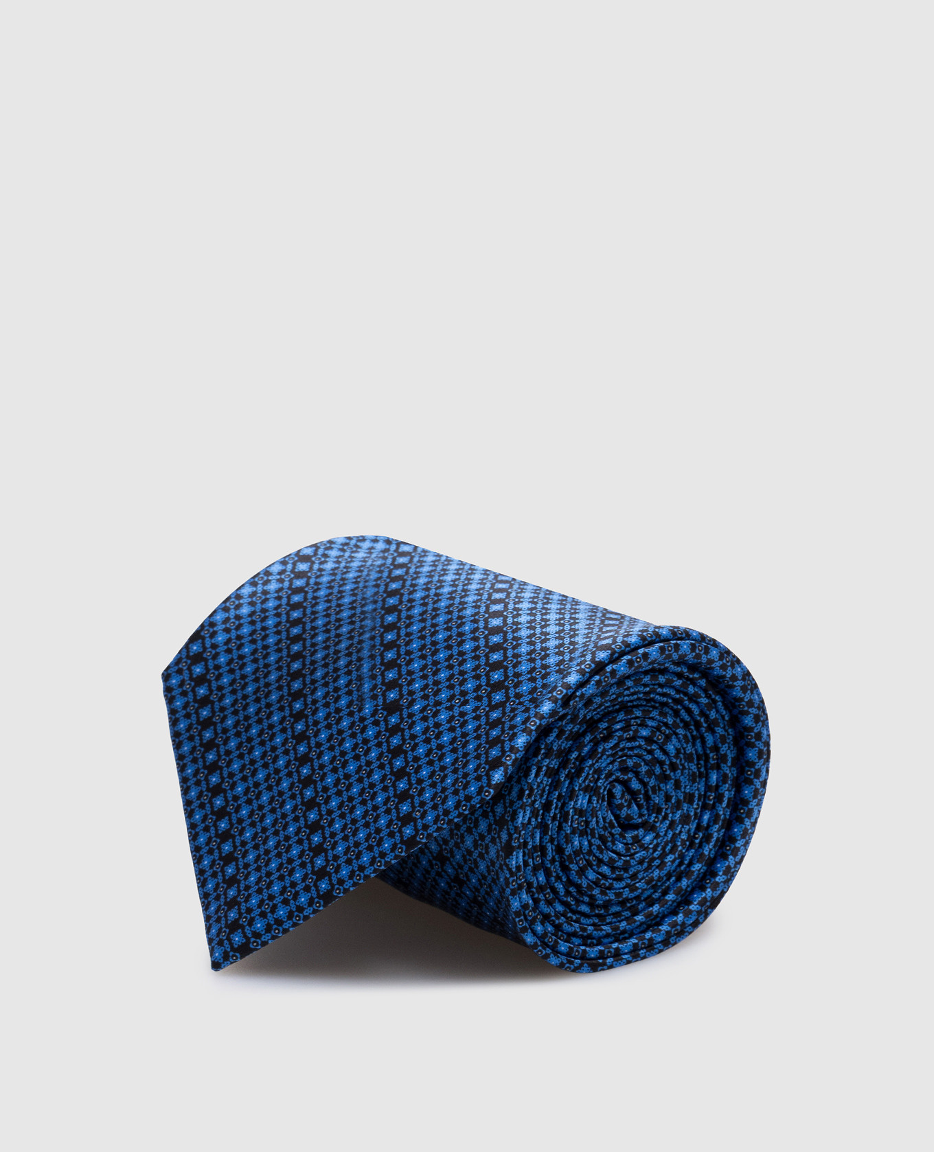Blue tie made of silk in a geometric pattern with crystals Stefano Ricci