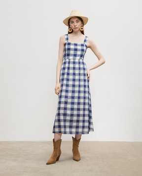 Woolrich Blue check midi dress CFWWDR0155FRUT3776