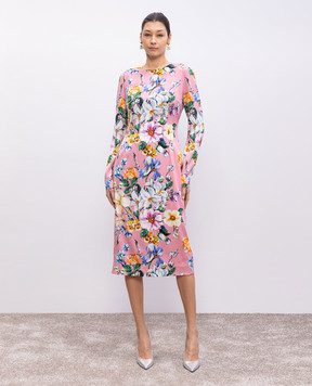 Dolce&Gabbana Pink floral print silk midi dress F6GAVTFSA7G