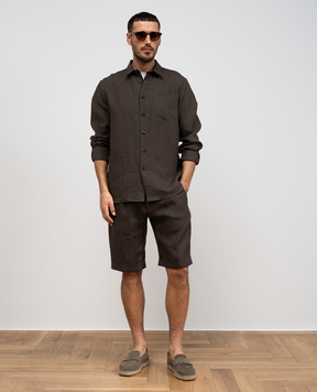 Cashmere&Whiskey Brown linen shorts 0255500195