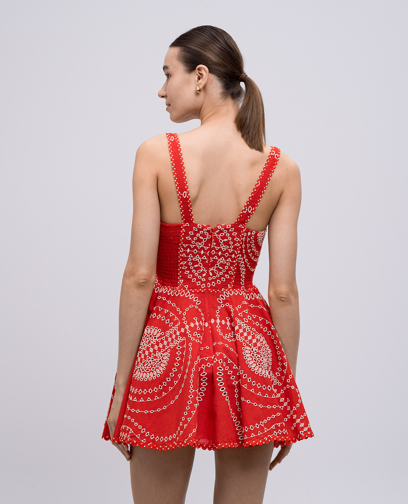 Birdie red embroidered linen mini dress Charo Ruiz 4