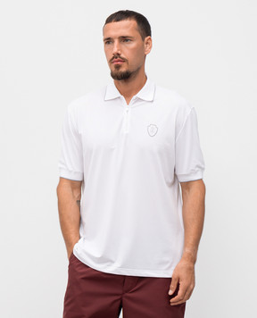 Brunello Cucinelli White polo shirt with logo emblem print MW8641330F
