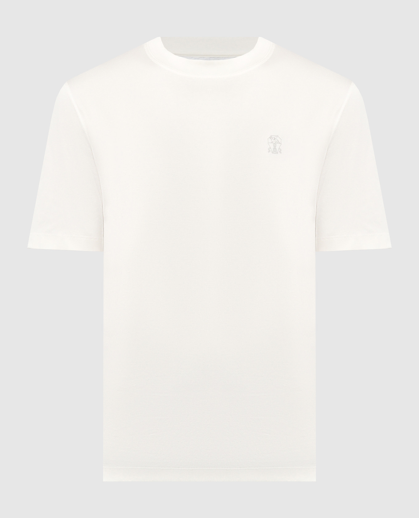 

White t-shirt with logo emblem print Brunello Cucinelli