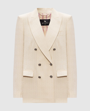 Etro Beige double-breasted patterned wool jacket WRCA001099TJ248