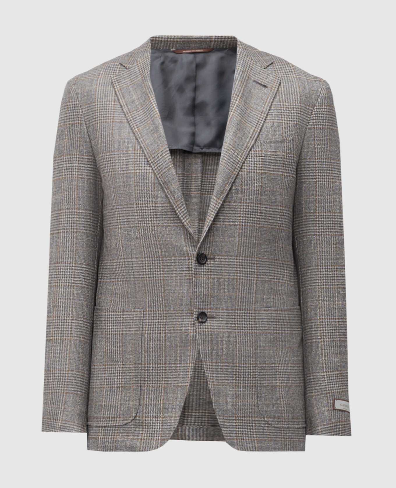

Gray checked wool, silk and cashmere jacket Canali, Grey