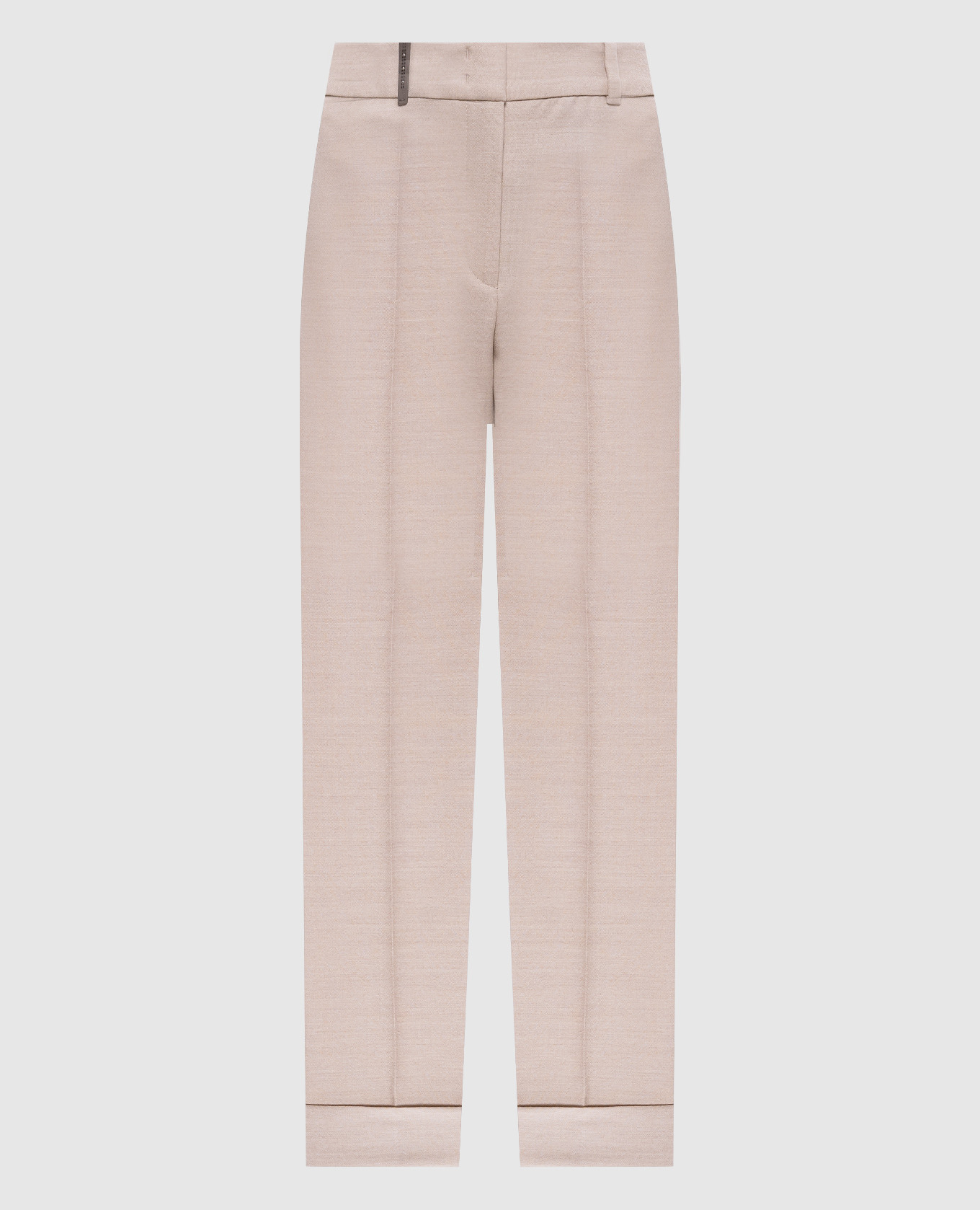 

Beige wool trousers with a monil chain Peserico, Brown