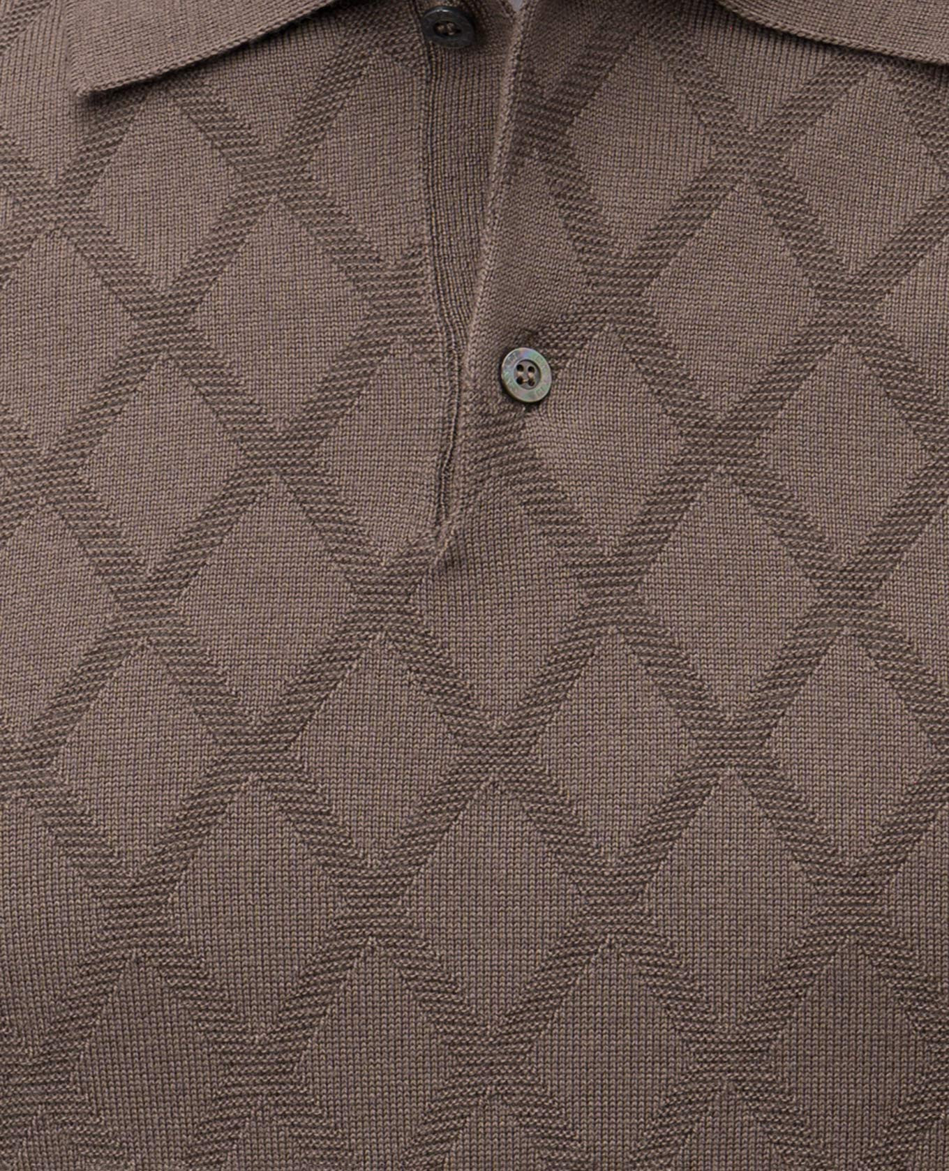 

Khaki merino wool polo shirt with pattern Canali