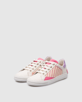 Zecchino D'oro Children's white leather sneakers with weaving F1445462526