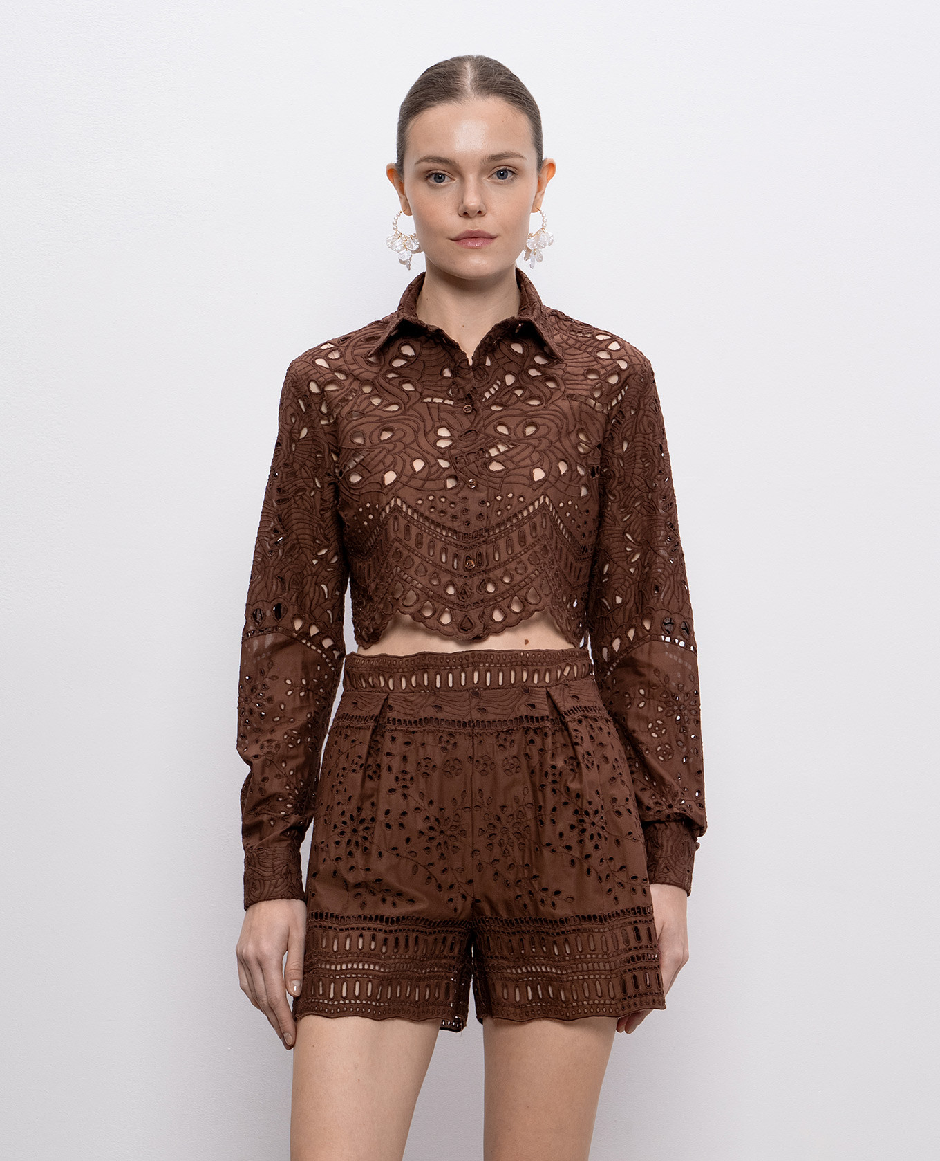

Brown blouse with broderie embroidery Ermanno Scervino
