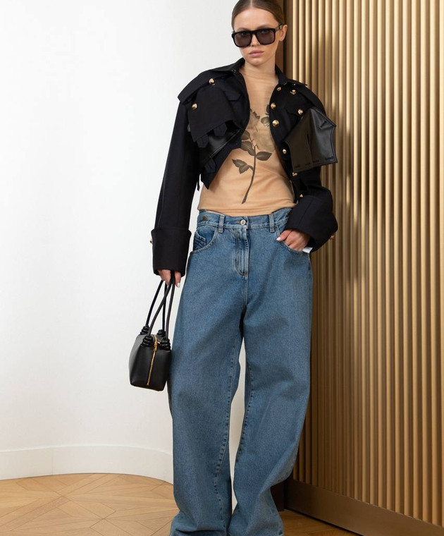 ボトムスその他 The Attico Wide light blue jeans with ribbons The Attico wide-leg Cargo Jeans | Blue | FARFETCH