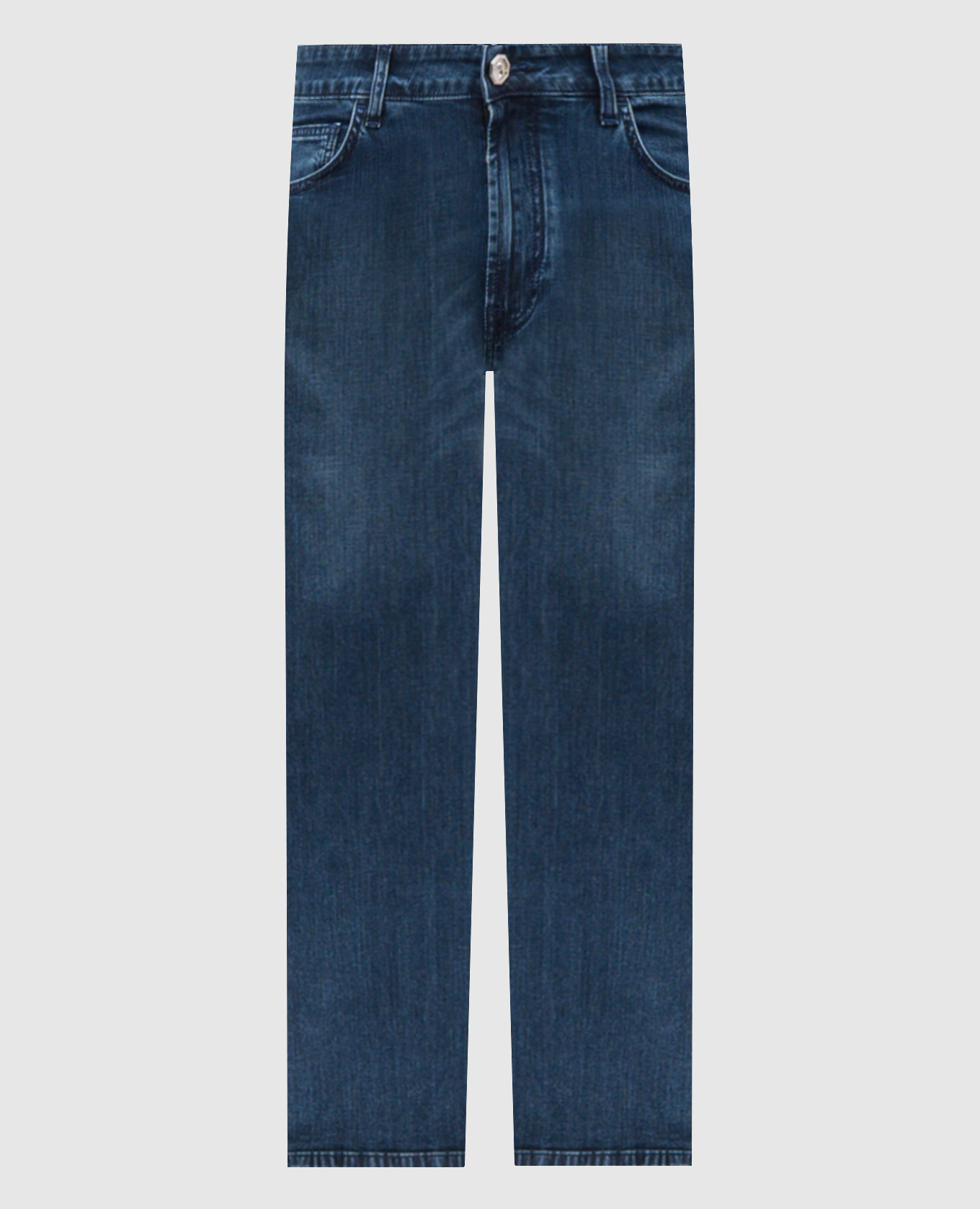 Blue jeans with logo patch Stefano Ricci