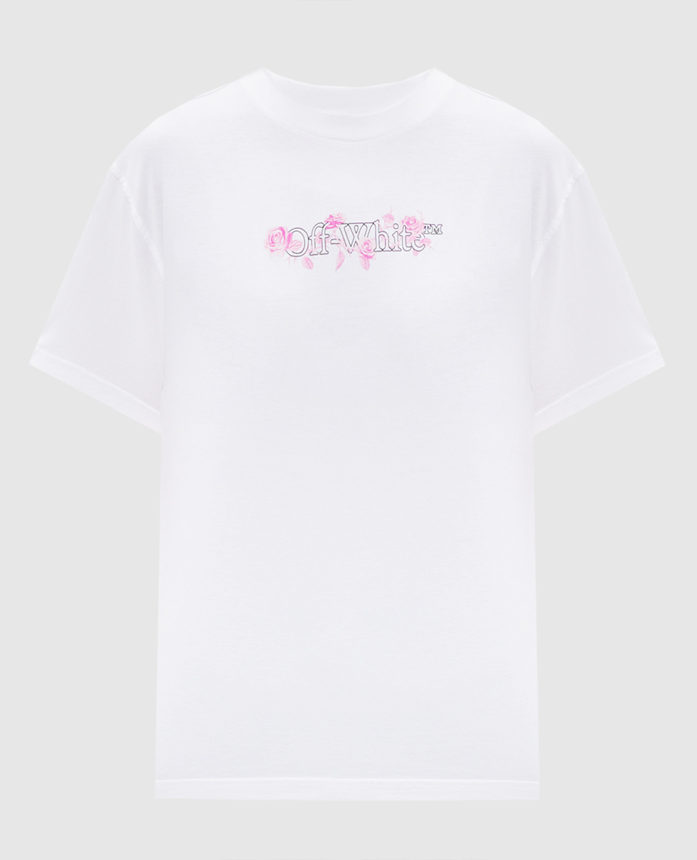 White T-shirt with Bookish rose print and logo Off-White