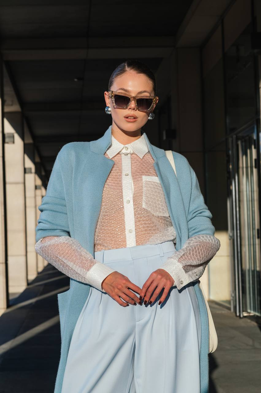 White blouse with silk with bubble wrap effect Helmut Lang 6