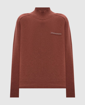 Peserico Brown wool, silk and cashmere sweater with monil chain S99384F079283D