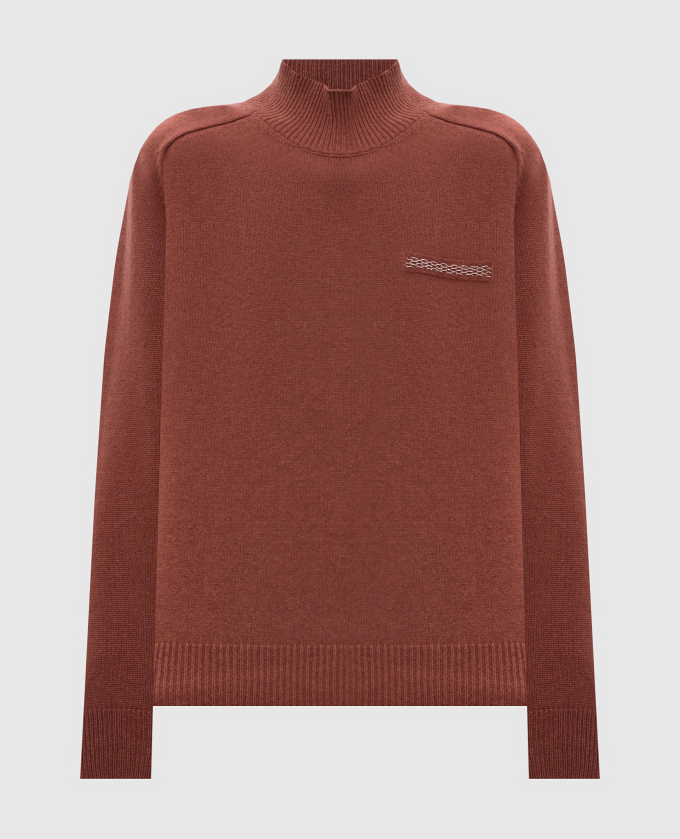 Brown wool, silk and cashmere sweater with monil chain Peserico